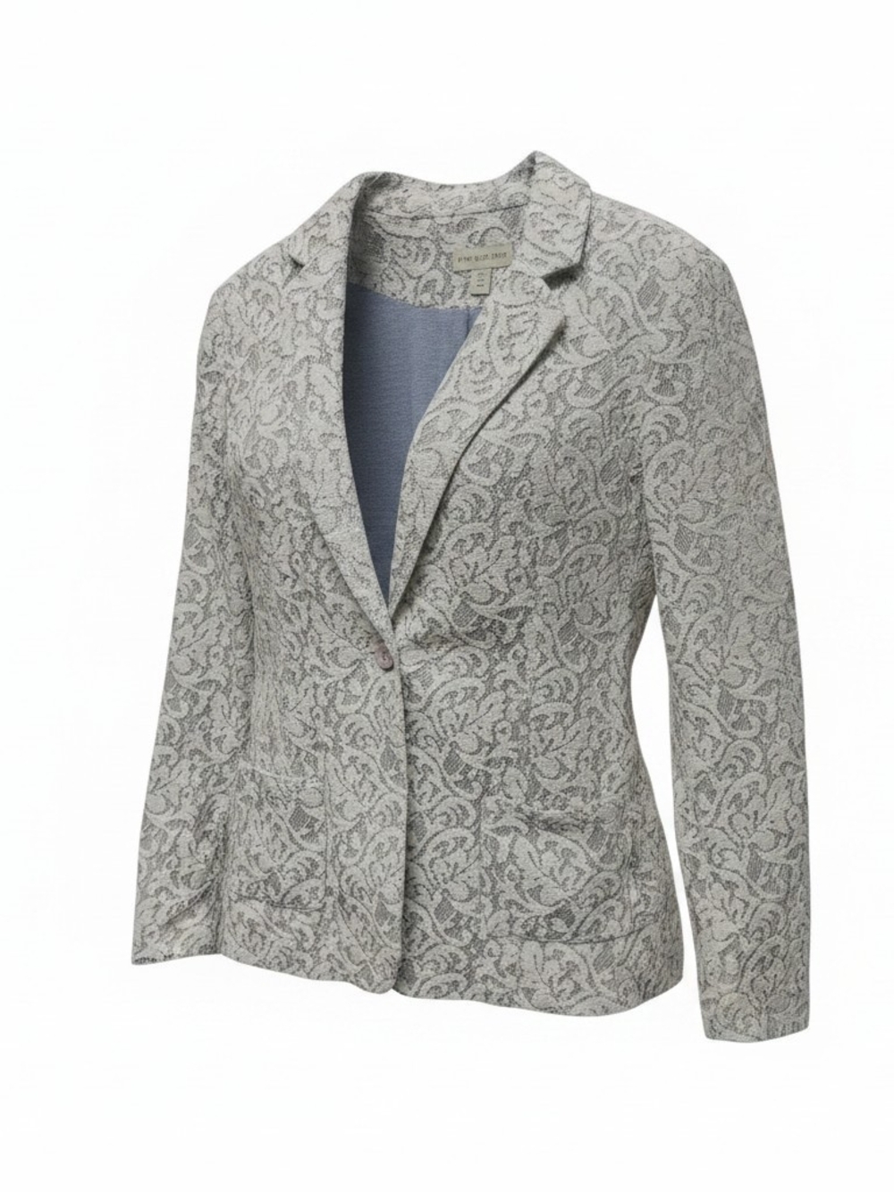 Appleseed's Gray Paisley Pattern Blazer Jacket